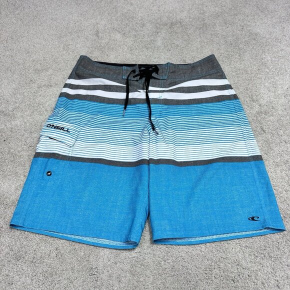 O’Neill Board Shorts Men’s Blue Gray White Drawstring Pockets Size 32 - Picture 5 of 12